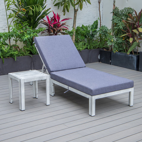 Chelsea Outdoor Chaise Lounge Chair With Side Table and Removable Cushions