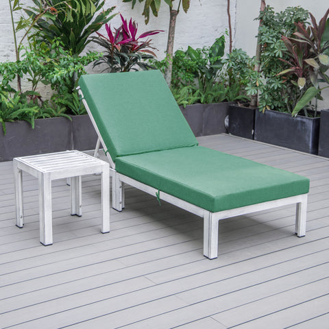 Chelsea Outdoor Chaise Lounge Chair With Side Table and Removable Cushions