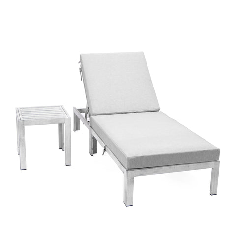 Chelsea Outdoor Chaise Lounge Chair With Side Table and Removable Cushions