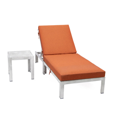 Chelsea Outdoor Chaise Lounge Chair With Side Table and Removable Cushions