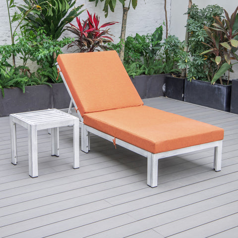 Chelsea Outdoor Chaise Lounge Chair With Side Table and Removable Cushions