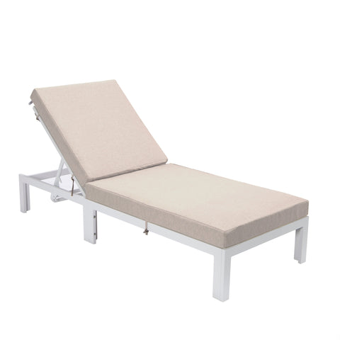 Chelsea Aluminum Outdoor Chaise Lounge Chair with Removable Cushions