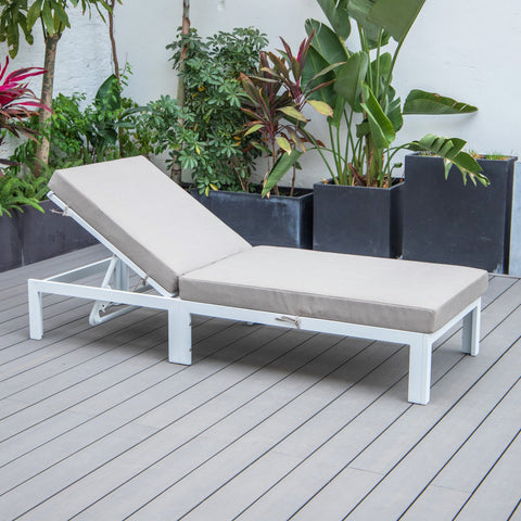 Chelsea Aluminum Outdoor Chaise Lounge Chair with Removable Cushions