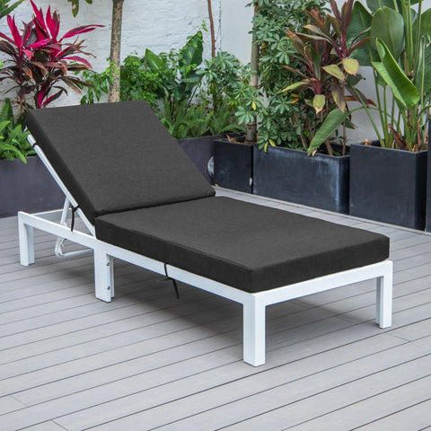 Chelsea Modern Outdoor White Chaise Lounge Chair With Cushions