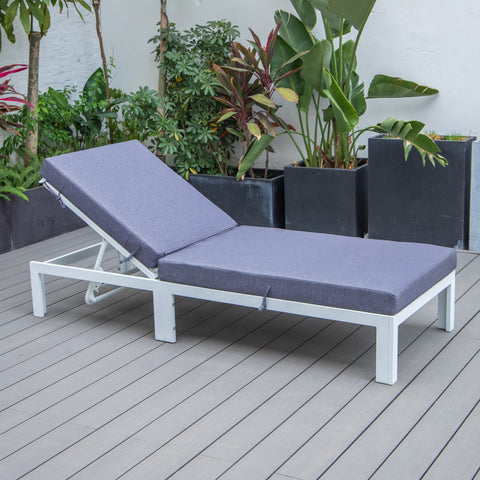 Chelsea Aluminum Outdoor Chaise Lounge Chair with Removable Cushions