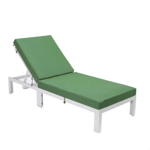 Chelsea Modern Outdoor White Chaise Lounge Chair With Cushions