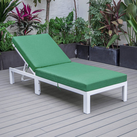 Chelsea Modern Outdoor White Chaise Lounge Chair With Cushions