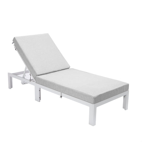 Chelsea Modern Outdoor White Chaise Lounge Chair With Cushions