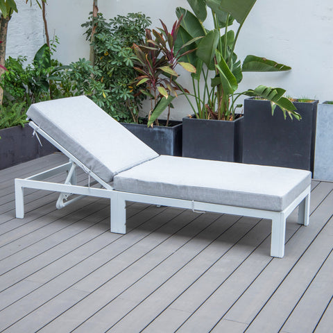 Chelsea Aluminum Outdoor Chaise Lounge Chair with Removable Cushions