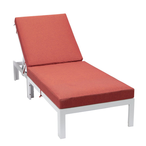 Chelsea Modern Outdoor White Chaise Lounge Chair With Cushions