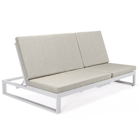 Chelsea Aluminum Outdoor 2 in 1 Convertible Sofa and Double Chaise Lounge Chair with Removable Cushions