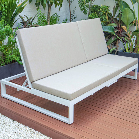 Chelsea Aluminum Outdoor 2 in 1 Convertible Sofa and Double Chaise Lounge Chair with Removable Cushions