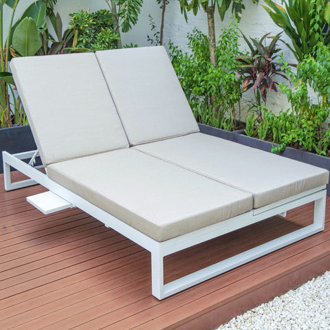 Chelsea Aluminum Outdoor 2 in 1 Convertible Sofa and Double Chaise Lounge Chair with Removable Cushions