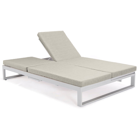 Chelsea Aluminum Outdoor 2 in 1 Convertible Sofa and Double Chaise Lounge Chair with Removable Cushions