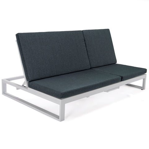 Chelsea Aluminum Outdoor 2 in 1 Convertible Sofa and Double Chaise Lounge Chair with Removable Cushions