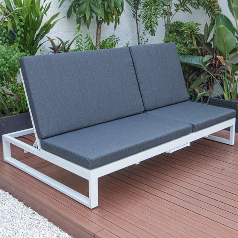 Chelsea Aluminum Outdoor 2 in 1 Convertible Sofa and Double Chaise Lounge Chair with Removable Cushions