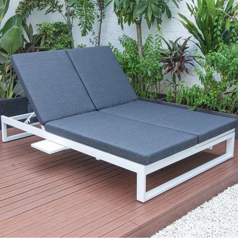 Chelsea Aluminum Outdoor 2 in 1 Convertible Sofa and Double Chaise Lounge Chair with Removable Cushions