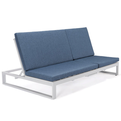 Chelsea Aluminum Outdoor 2 in 1 Convertible Sofa and Double Chaise Lounge Chair with Removable Cushions