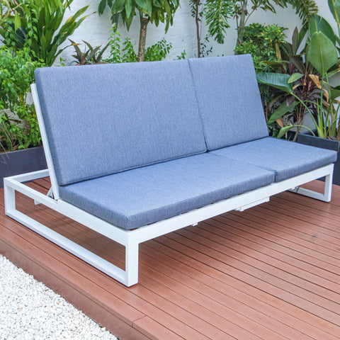 Chelsea Aluminum Outdoor 2 in 1 Convertible Sofa and Double Chaise Lounge Chair with Removable Cushions