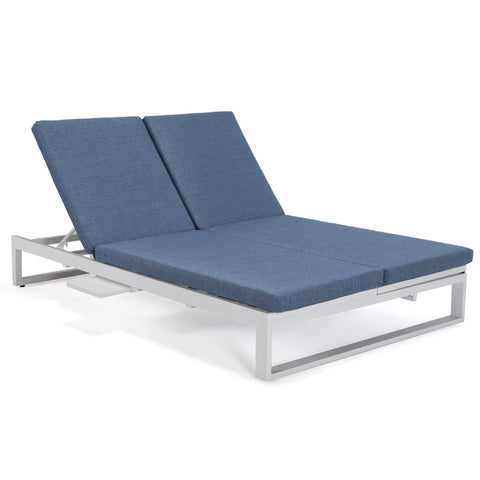 Chelsea Aluminum Outdoor 2 in 1 Convertible Sofa and Double Chaise Lounge Chair with Removable Cushions