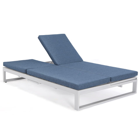 Chelsea Aluminum Outdoor 2 in 1 Convertible Sofa and Double Chaise Lounge Chair with Removable Cushions