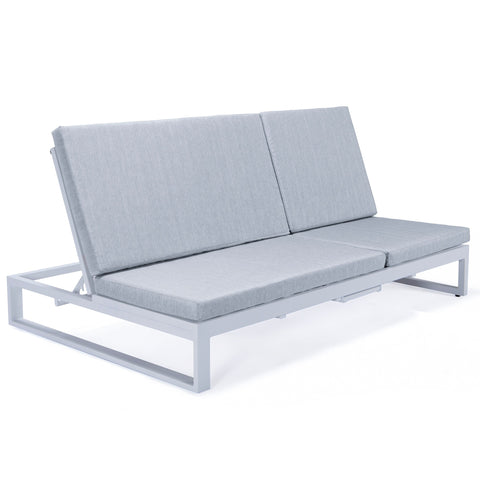 Chelsea Aluminum Outdoor 2 in 1 Convertible Sofa and Double Chaise Lounge Chair with Removable Cushions