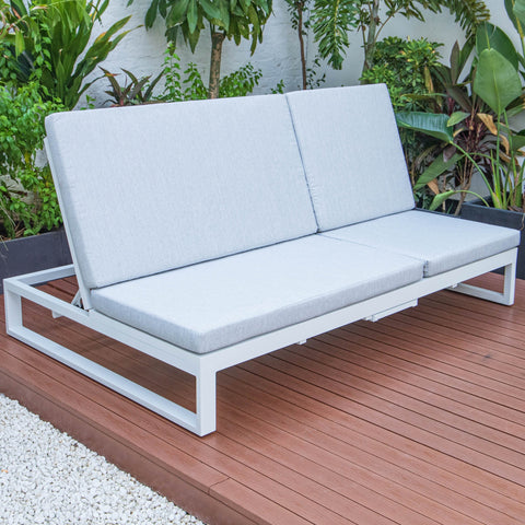 Chelsea Aluminum Outdoor 2 in 1 Convertible Sofa and Double Chaise Lounge Chair with Removable Cushions