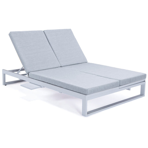 Chelsea Aluminum Outdoor 2 in 1 Convertible Sofa and Double Chaise Lounge Chair with Removable Cushions