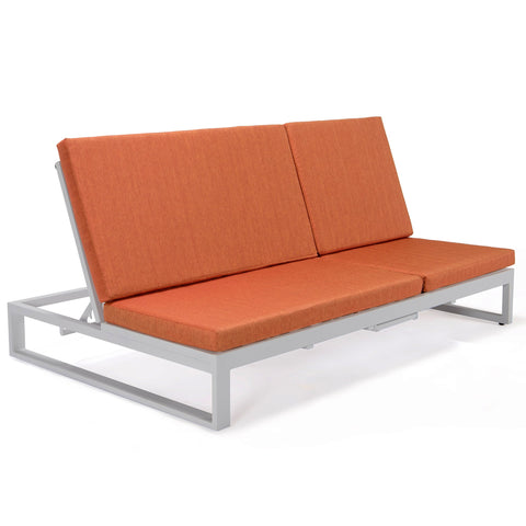 Chelsea Aluminum Outdoor 2 in 1 Convertible Sofa and Double Chaise Lounge Chair with Removable Cushions