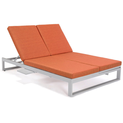 Chelsea Aluminum Outdoor 2 in 1 Convertible Sofa and Double Chaise Lounge Chair with Removable Cushions