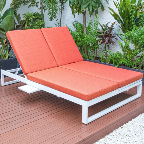 Chelsea Aluminum Outdoor 2 in 1 Convertible Sofa and Double Chaise Lounge Chair with Removable Cushions