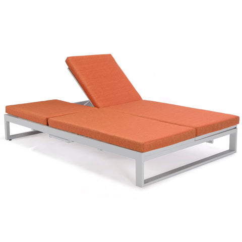 Chelsea Aluminum Outdoor 2 in 1 Convertible Sofa and Double Chaise Lounge Chair with Removable Cushions