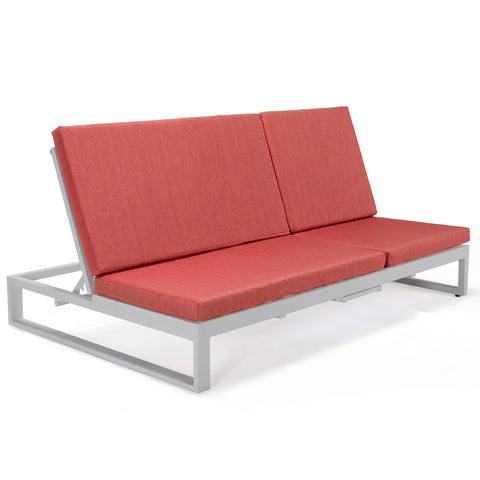 Chelsea Aluminum Outdoor 2 in 1 Convertible Sofa and Double Chaise Lounge Chair with Removable Cushions