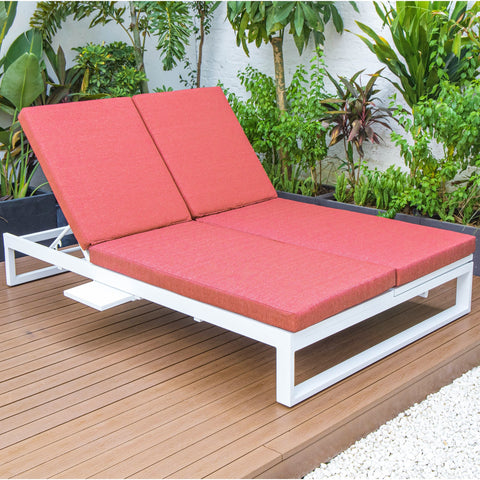 Chelsea Aluminum Outdoor 2 in 1 Convertible Sofa and Double Chaise Lounge Chair with Removable Cushions