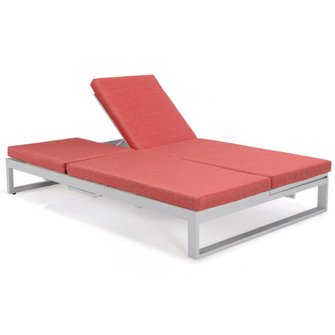 Chelsea Aluminum Outdoor 2 in 1 Convertible Sofa and Double Chaise Lounge Chair with Removable Cushions