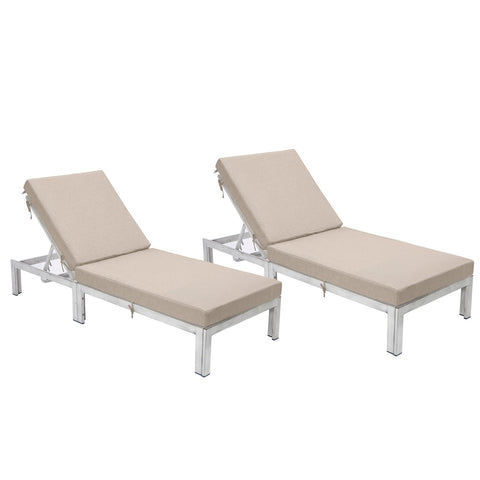 Chelsea Modern Outdoor Weathered Grey Chaise Lounge Chair With Cushions Set of 2