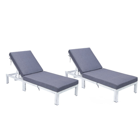 Chelsea Modern Outdoor Weathered Grey Chaise Lounge Chair With Cushions Set of 2