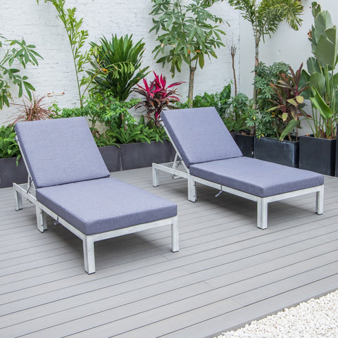 Chelsea Modern Outdoor Weathered Grey Chaise Lounge Chair With Cushions Set of 2