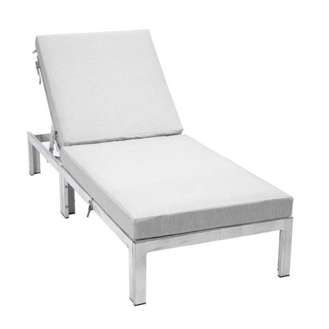 Chelsea Aluminum Outdoor Chaise Lounge Chair with Removable Cushions