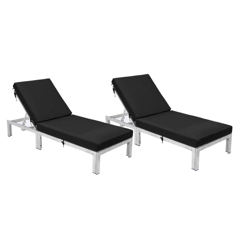 Chelsea Modern Outdoor Weathered Grey Chaise Lounge Chair With Cushions Set of 2