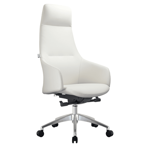 Celeste Mid-Century Modern High-Back Office Chair in Upholstered Faux Leather and Iron Frame with Swivel and Tilt