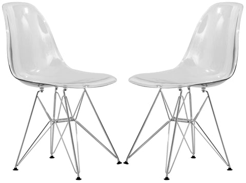 Cresco Molded Plastic Eiffel Side Chair With Chrome Legs Set of 2