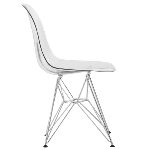 Cresco Molded Plastic Eiffel Side Chair With Chrome Legs Set of 2