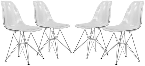 Cresco Molded Plastic Eiffel Side Chair With Chrome Legs Set of 4