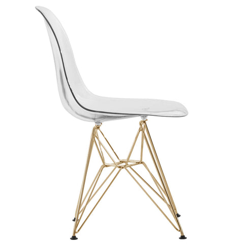 Cresco Modern Molded Eiffel Side Dining Chair with Gold Base Set of 2