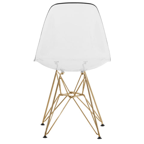 Cresco Modern Molded Eiffel Side Dining Chair with Gold Base Set of 2