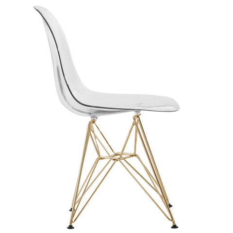 Cresco Modern Molded Eiffel Side Dining Chair with Gold Base Set of 4