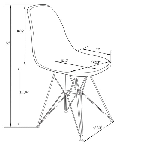 Cresco Modern Molded Eiffel Side Dining Chair with Gold Base Set of 2