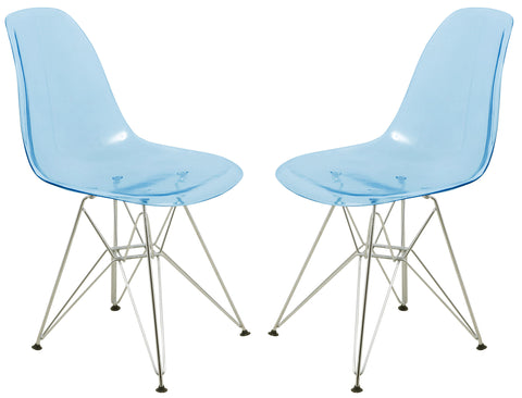 Cresco Molded Plastic Eiffel Side Chair With Chrome Legs Set of 2