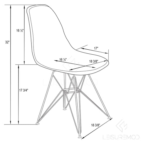 Cresco Molded Plastic Eiffel Side Chair With Chrome Legs Set of 4